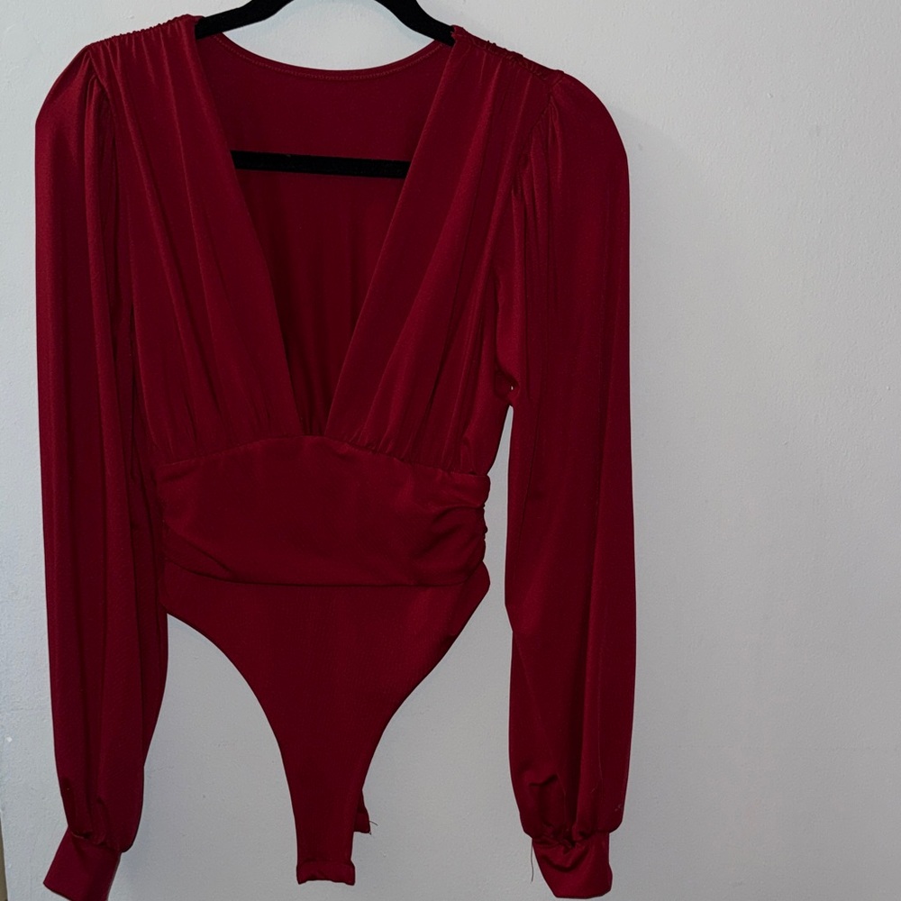 Elegant Red V-Neck Bodysuit